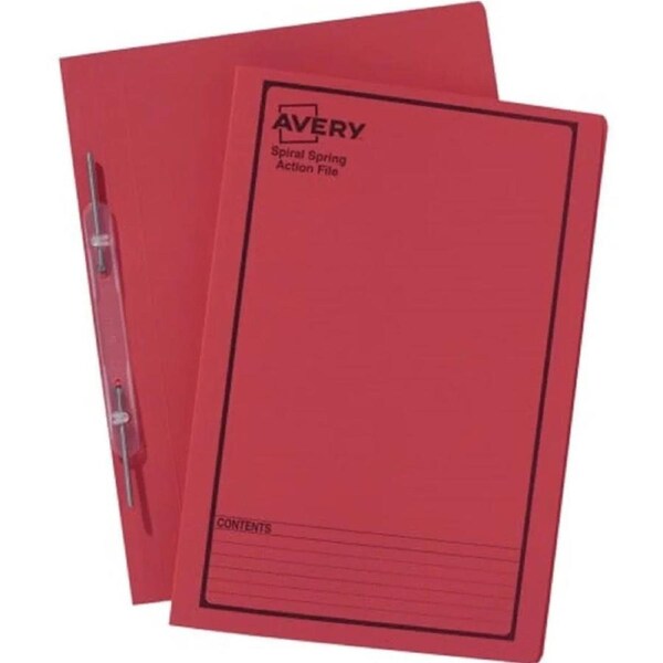 Avery 88544 Spiral Spring Action File Foolscap Red Pack 5
