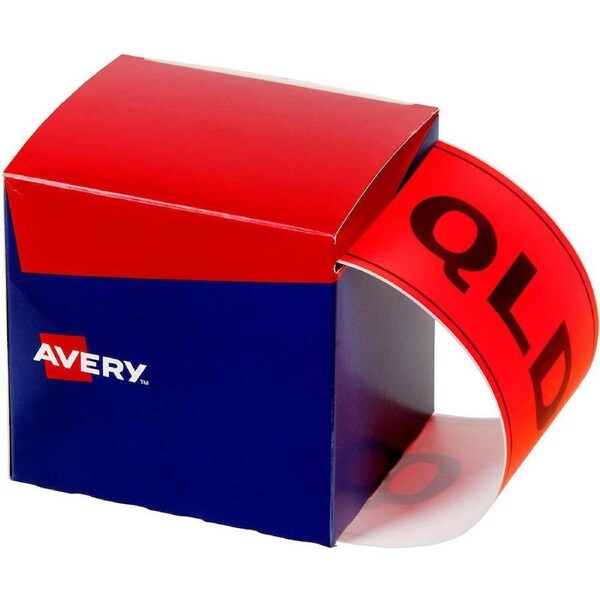 Avery 932606 State Identification Labels QLD 100×150.4mm Fluoro Red Pack 500