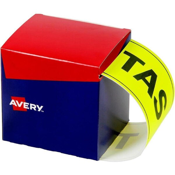 Avery 932606 State Identification Labels TAS 100×150.4mm Fluoro Yellow Pack 500