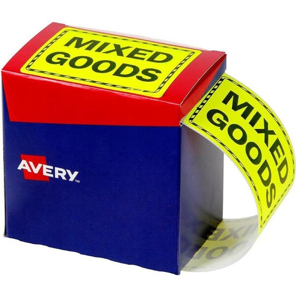 Avery 932614 Message Label Mixed Goods 125×75mm Fluoro Yellow Pack 750