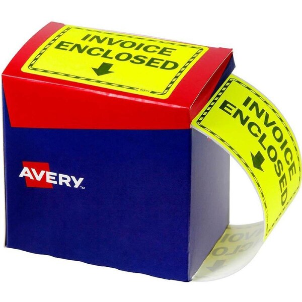 Avery 932619 Message Label Invoice Enclosed 75x99.6mm Fluoro Yellow Pack 750