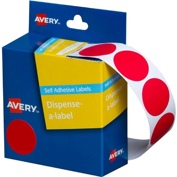 Avery 937243 Round Label Dispenser 24Mm Red Box 500
