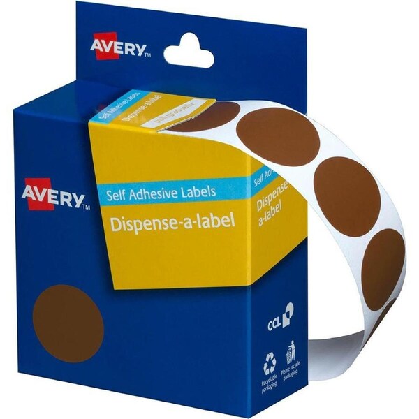 Avery 937245 Round Label Dispenser 24Mm Brown Box 500