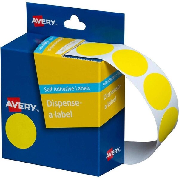 Avery 937247 Round Label Dispenser 24Mm Yellow Box 500