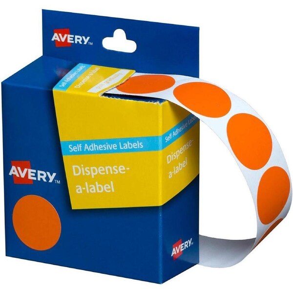 Avery 937248 Round Label Dispenser 24Mm Orange Box 500