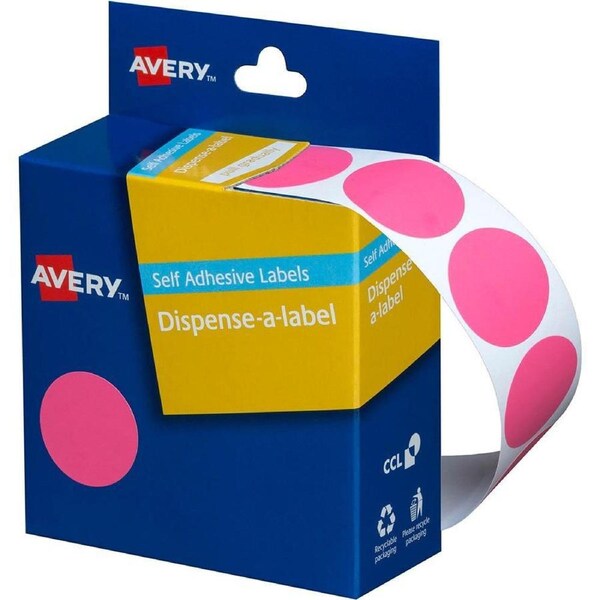Avery 937249 Round Label Dispenser 24Mm Pink Box 500