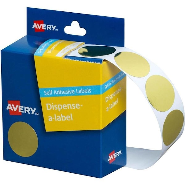 Avery 937271 Round Label Dispenser 24mm Gold Box 250