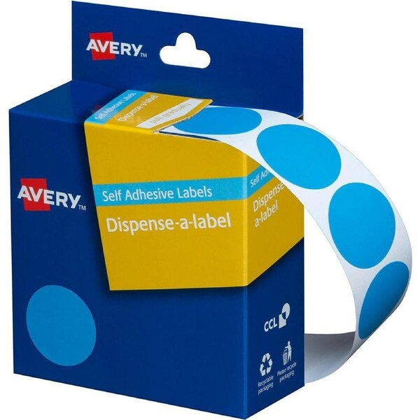 Avery 937276 Round Label Dispenser 24Mm Light Blue Box 500