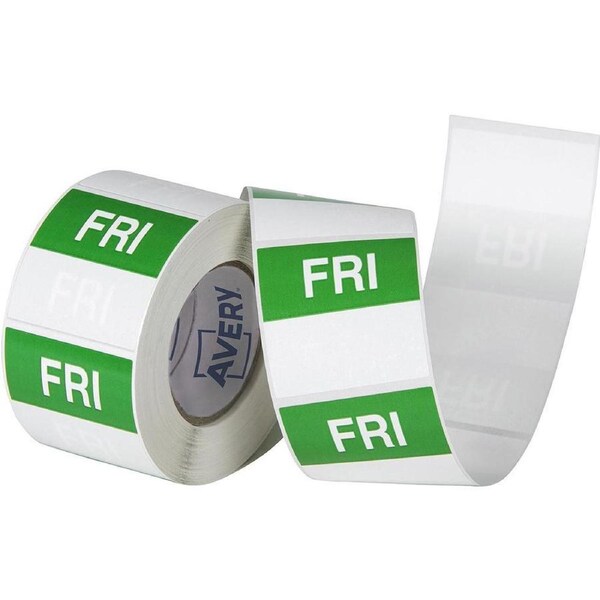 Avery 937340 Removable Day Label Friday 40×40mm Green/White Box 500