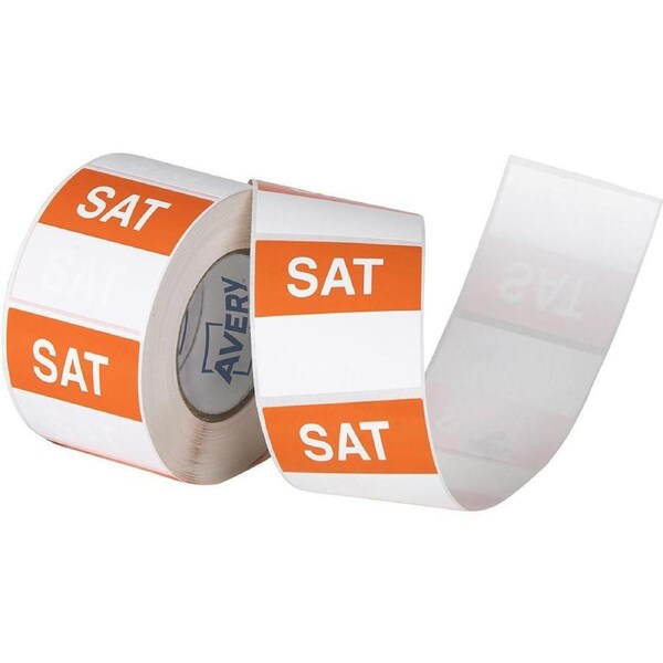 Avery 937341 Removable Day Label Saturday 40×40mm Orange/White Box 500