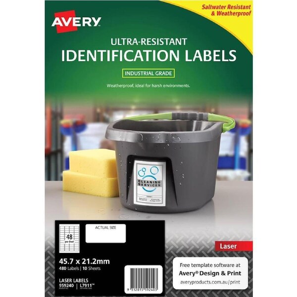 Avery 959240 Ultra-Resistant Outdoor Labels 45.7×21.2mm White Pack 10