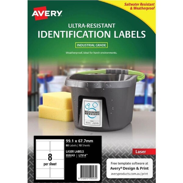 Avery 959243 Ultra-Resistant Outdoor Labels 99.1x67.7mm White Pack 10