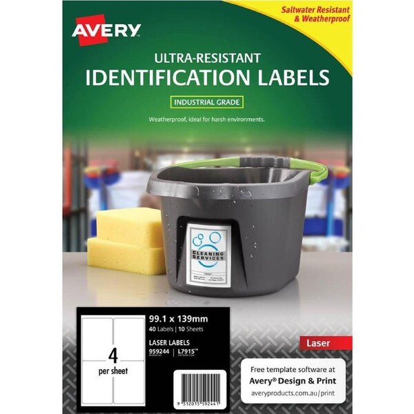 Avery 959244 Ultra-Resistant Outdoor Labels 99.1×139mm White Pack 10