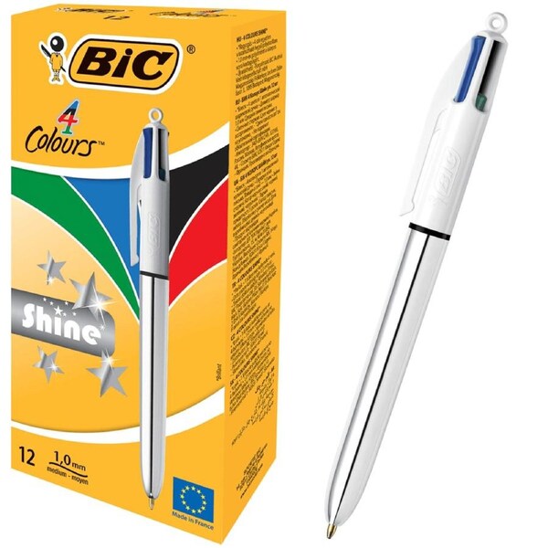 BIC 4 Colour Retractable Ballpoint Pen Medium Shine