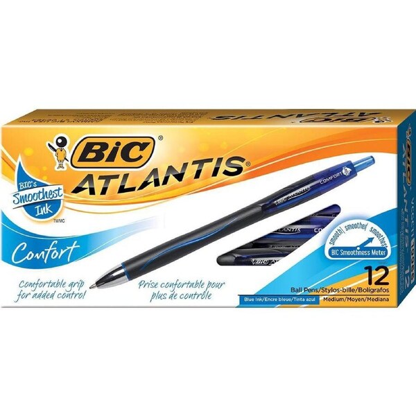 BIC Atlantis Comfort Retractable Ballpoint Pen Blue Box 12