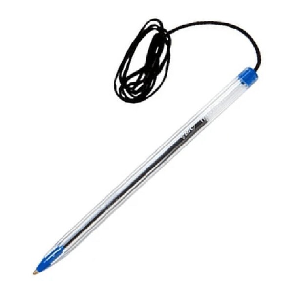 BIC Cristal Ball Point Pen Corded String Blue Pack 12 10217