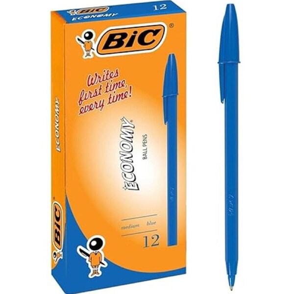Bic Economy Ballpoint Pens Medium Blue Box 12
