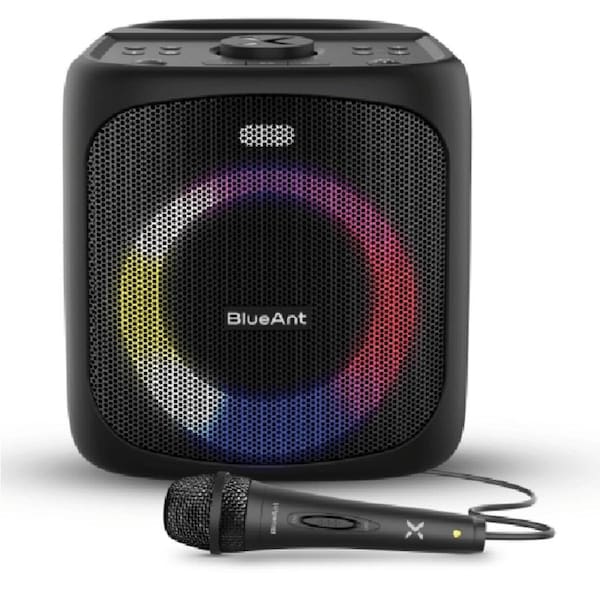 BlueAnt Portable X4 Bluetooth Party Speaker Light Up Microphone Black