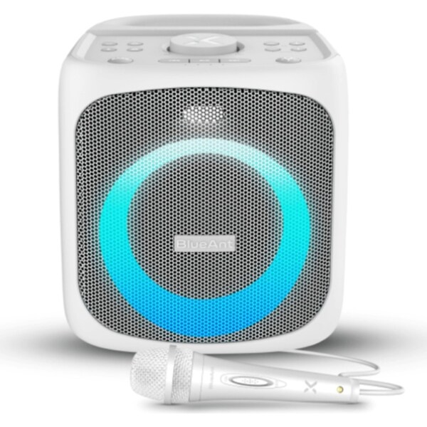 BlueAnt Portable X4 Bluetooth Party Speaker Light Up Microphone White