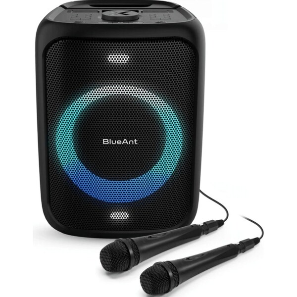 BlueAnt Portable X5 Bluetooth Party Speaker Light Up Microphones Black