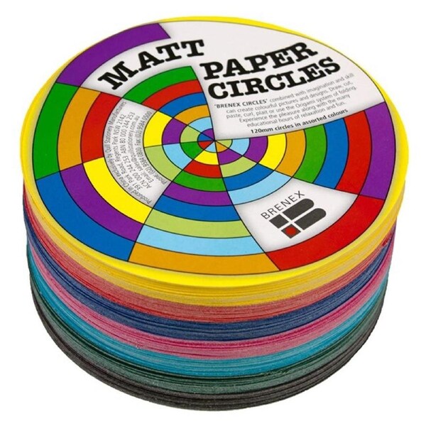 Brenex Matt Circle Paper Shapes Double Side 180Mm Assorted Pack 500