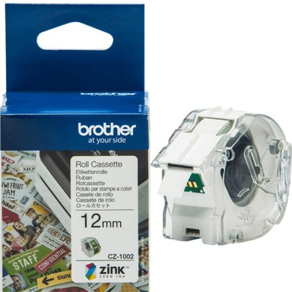 Brother CZ-1002 Label Roll Cassette 12mmx5m White VC-500W