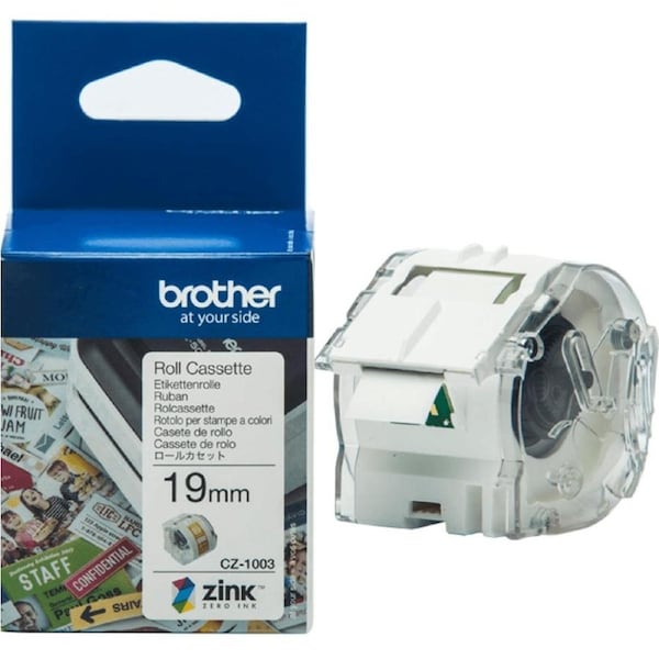 Brother CZ-1003 Label Roll Cassette 19mmx5m White VC-500W Printer