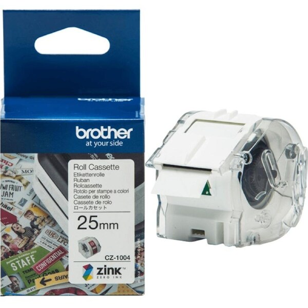 Brother CZ-1004 Label Roll Cassette 25mmx5m White VC-500W Printer