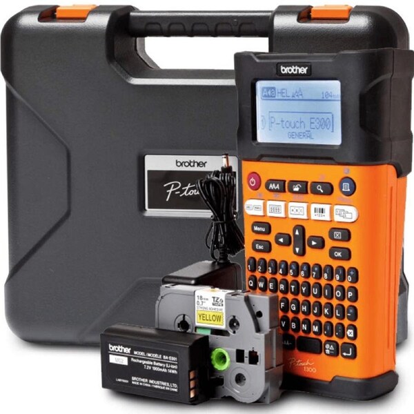 Brother PT-E300VP P-Touch Industrial Labeller Label Machine Printer Hard Case Starter Set