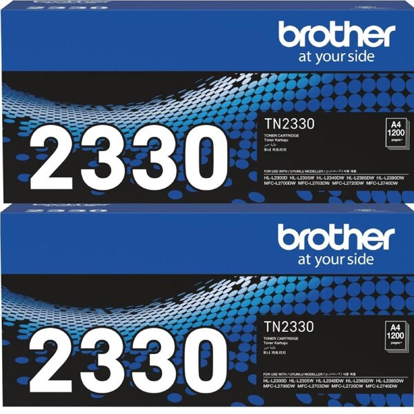 Brother TN-2330 Toner Ink Cartridge Black Genuine Original TN2330 2 Pack
