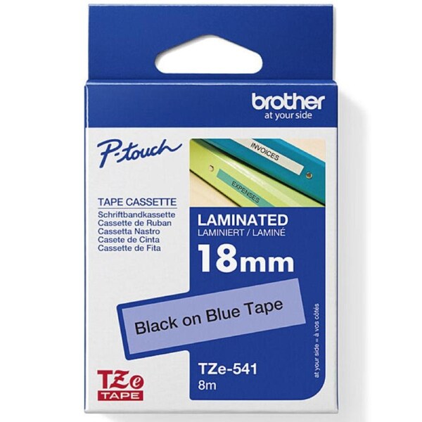 Brother TZE-541 Laminated Labelling Tape 18mm Black On Blue