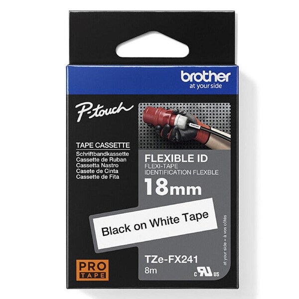 Brother TZE-FX241 Flexible Labelling Tape 18mm Black On White