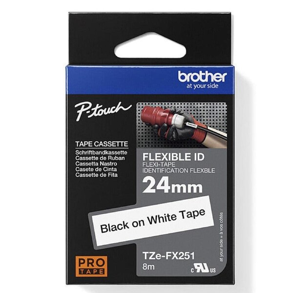 Brother TZE-FX251 Flexible Labelling Tape 24mm Black On White