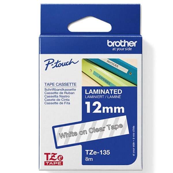 Brother TZE-N201 Black Printing On White Tape 3.5mm Width