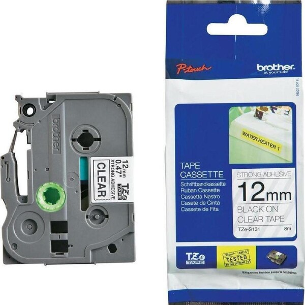 Brother Tze-S131 Strong Adhesive Tape 12Mm Black On Clear