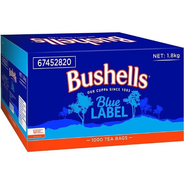 Bushells Tea Cup Bag Blue Label Box 1000 Bulk