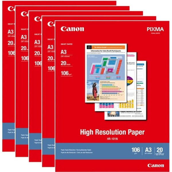Canon HR-101 High Resolution Photo Paper A3 White 20 Sheets Pack 5