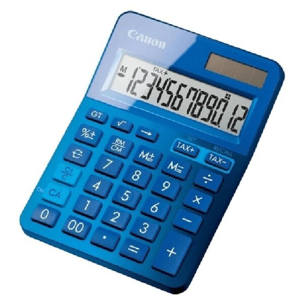 Canon LS-123M Calculator 12 Digit Dual Power Solar Metallic Blue