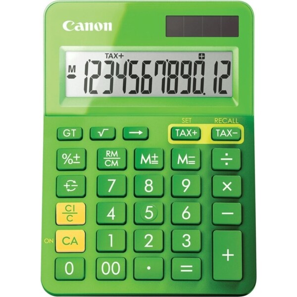 Canon LS-123M Calculator 12 Digit Dual Power Solar Metallic Green