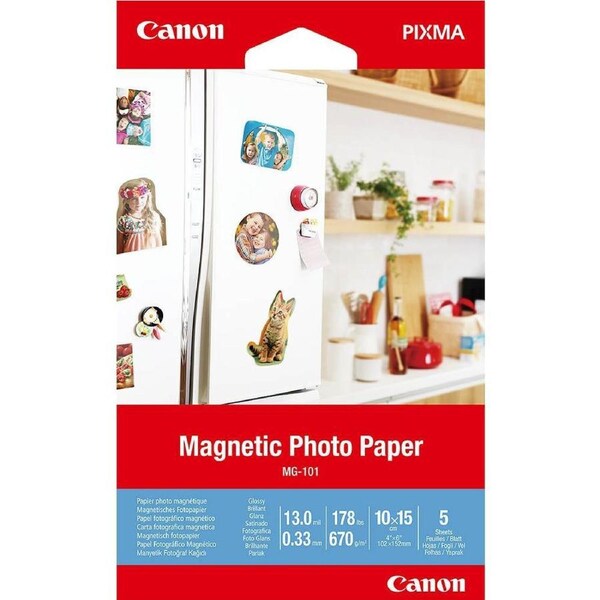 Canon MG-101 Magnetic Photo Paper 670GSM 4x6" Inch White Pack 5 Pixma