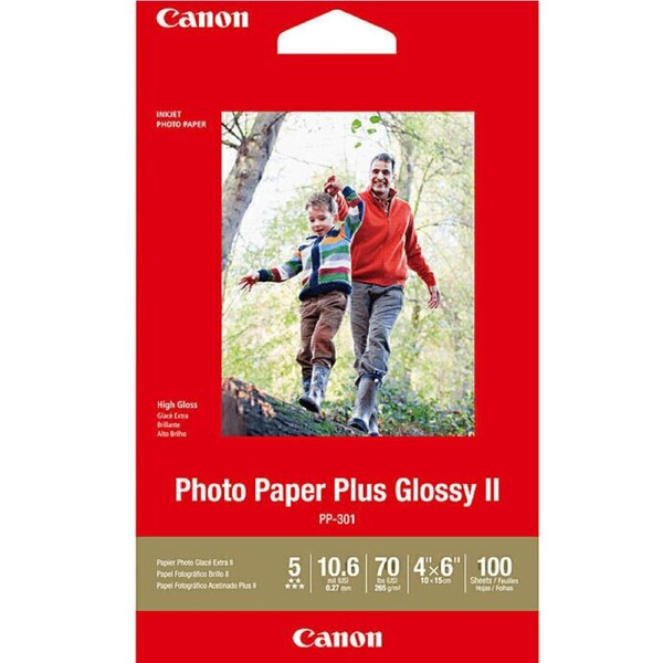 Canon PP301 Glossy Photo Paper Plus 265GSM 4x6" Inch Pack 100 Sheets White