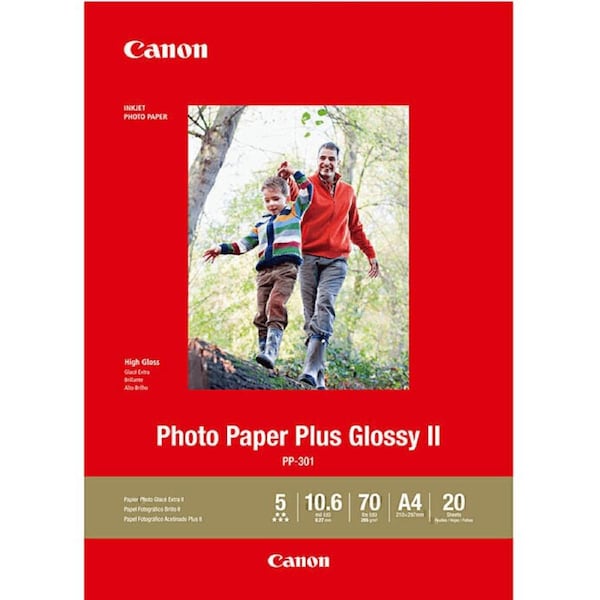 Canon PP301 Glossy Photo Paper Plus 265GSM A4 Pack 20 Sheets White