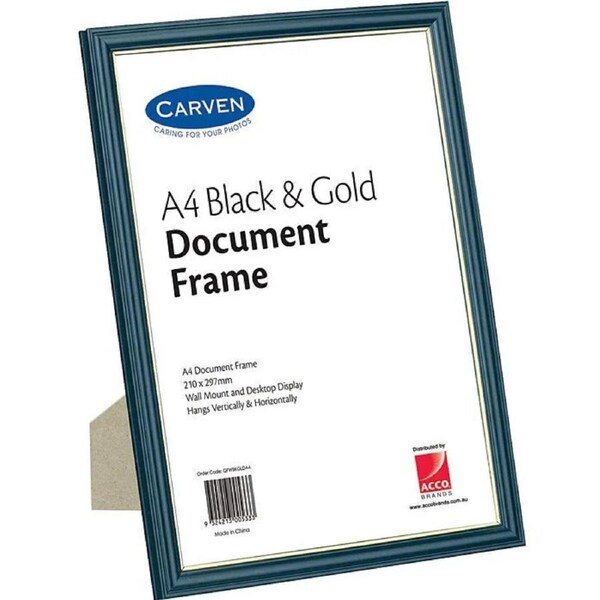 Carven Document Frame A4 Black/Gold