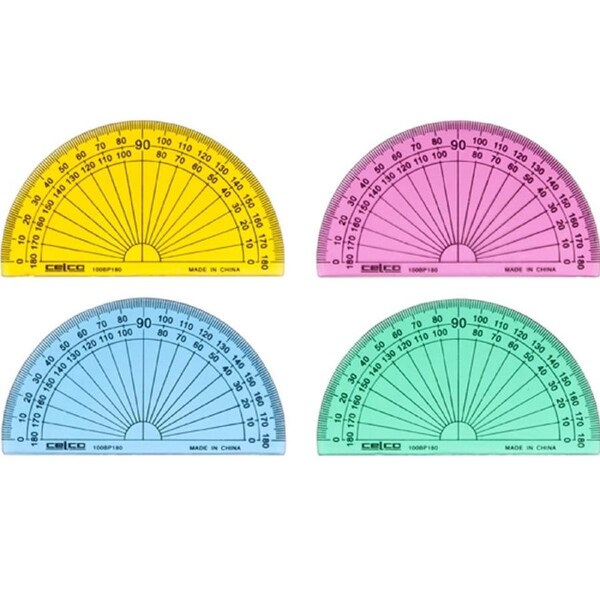 Celco 180 Degree Protractor 100Mm Assorted Colours Box 50