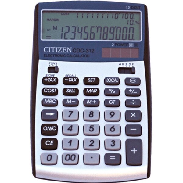 Citizen CDC-312 Electronic Calculator Triple Line 12 Digit Solar Tax