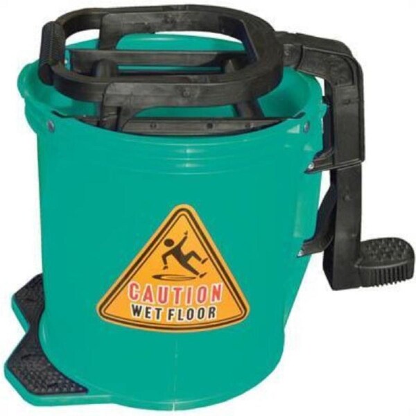 Cleanlink Mop Bucket Heavy Duty Plastic Wringer 16 Litre Light Green
