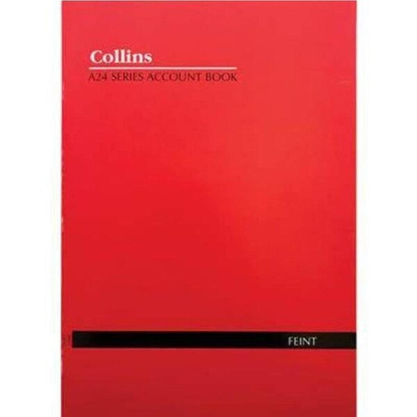 Collins A24 Series Account Book Feint Ruled Stapled 24 Leaf A4 Red
