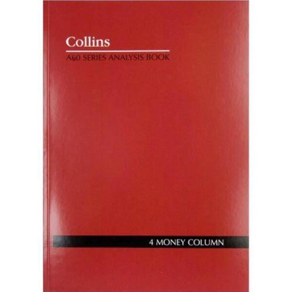Collins A60 Series Account Book 4 Money Column 60 Leaf A4 Red