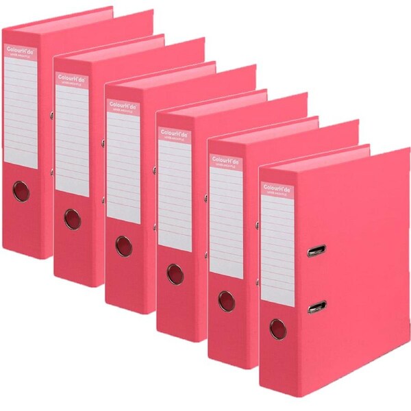 Colourhide Lever Arch File Folder A4 Watermelon Red Pack 6