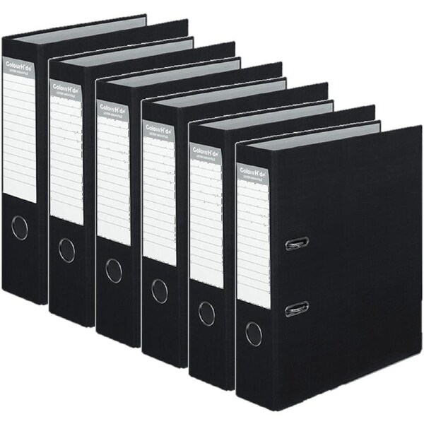 Colourhide Lever Arch Folder File A4 Black 6 Pack Bulk